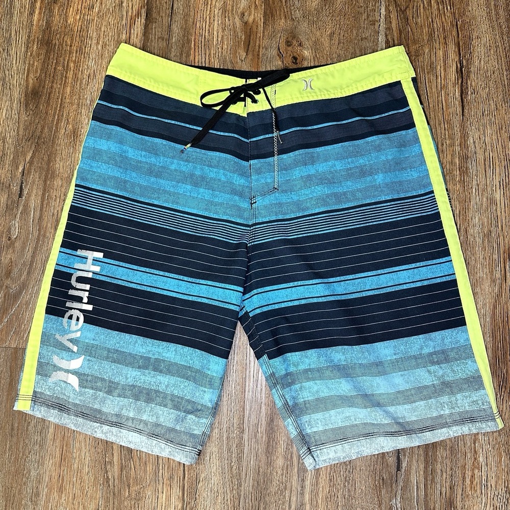 Hurley Phantom Hybrid Shorts Men's W34.5" Blue Stripe Swim Surf Boardshorts